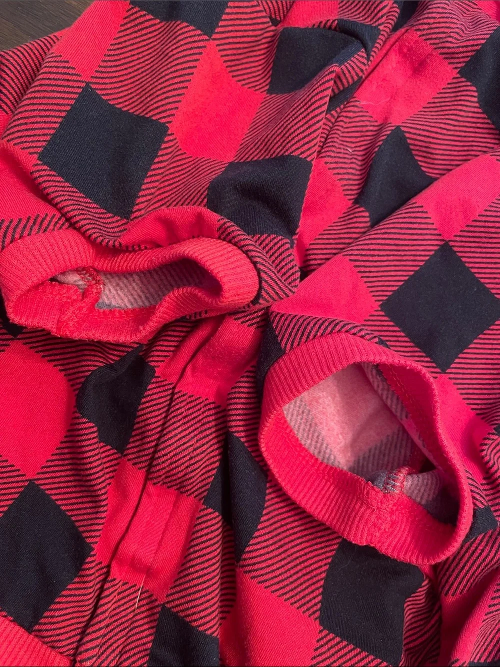Red & Black Buffalo Plaid Dog Tee - Cozy Velcro closure C33
